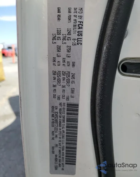 2015 Dodge Journey Se z USA, uszkodzony, nr VIN 3C4PDCAB5FT712214